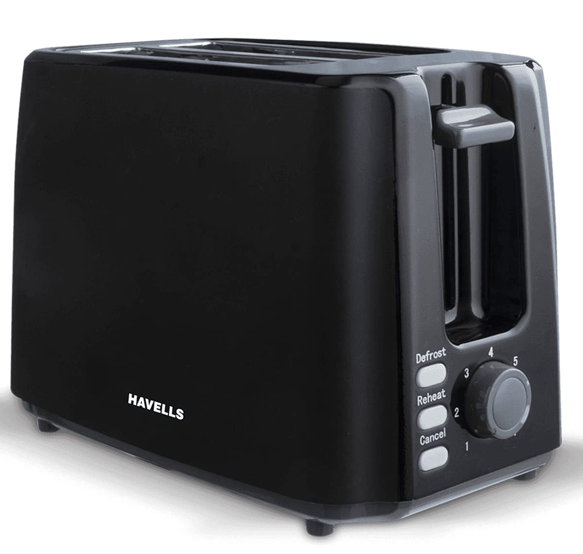 Havells Crisp Plus Pop-Up Toaster | 2 Slices | 750 Watts | 7 Heat Settings | Reheat,Defrost & Cancel Functions | Auto Bread Centering | Cool Touch | Crumb Tray for Easy Cleaning | 2Yr Warranty | Black