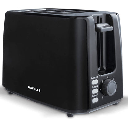 Havells Crisp Plus Pop-Up Toaster | 2 Slices | 750 Watts | 7 Heat Settings | Reheat,Defrost & Cancel Functions | Auto Bread Centering | Cool Touch | Crumb Tray for Easy Cleaning | 2Yr Warranty | Black
