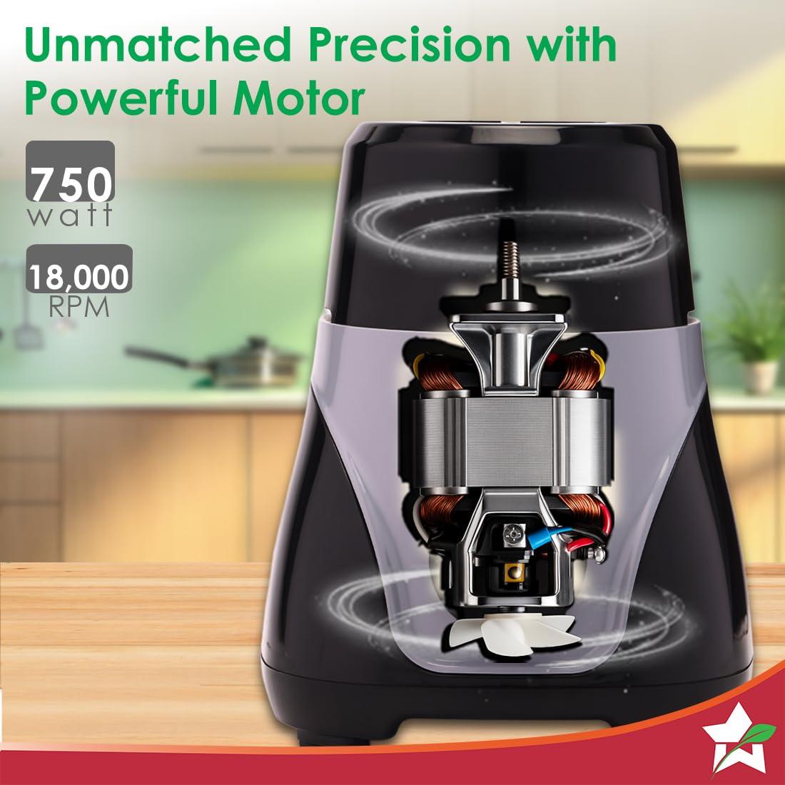 Wonderchef Vista Mixer Grinder | 4 Multi-purpose Jars | 750W | Sharp Stainless-steel Blades | For Masalas, Chutneys, Fresh Fruit Juices | 3-Speed Control | Advanced Safety Features | 2-Year Warranty