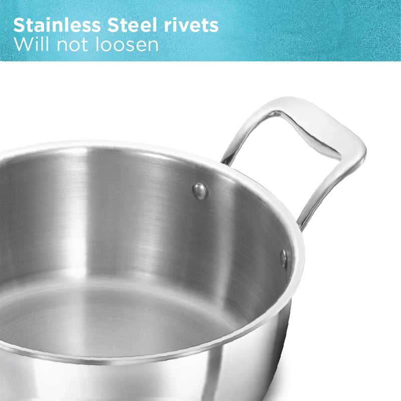 Hawkins 3L Pro Triply Stainless Steel Cook N Serve Bowl with Steel Lid, Silver (PSC30S)