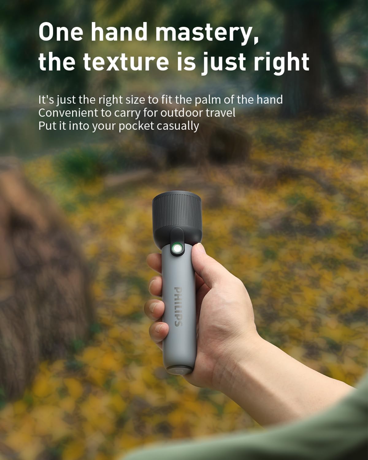 Philips Handheld Torch Light, 2000mAh Torch Rechargeable, 2 Lighting Modes