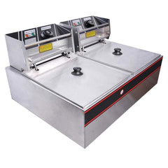 Electric Deep Fat Fryer Machine 6+6 Ltrs – Dual Basket, Adjustable Temperature, Stainless Steel, Ideal for Home & Commercial Use, Quick & Even Frying