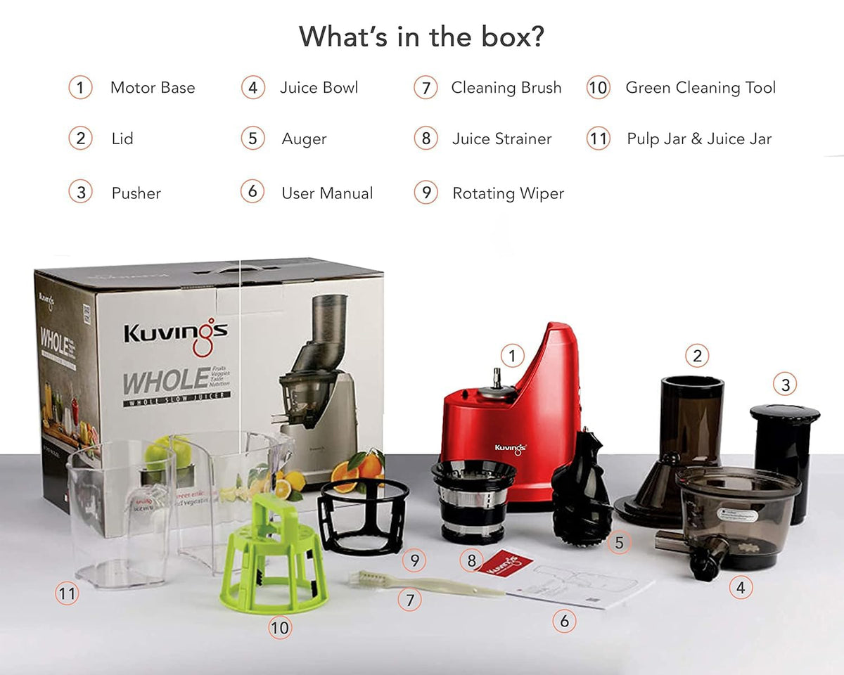 Kuvings B1700 Dark Red Professional Cold Press Whole Slow Juicer, Patented JMCS Technology for 10% More Juice, All-in-1 Fruit & Vegetable Juicer machine for home, 240W Strong Motor, PAN India Services