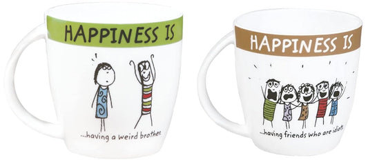 Clay Craft - Happiness is, Having Friends Bone China Milk Mug, 270 Ml/5.6Cm, Multicolour & Clay Craft Weird Brother Bone China Milk Jug, 270Ml/5.6Cm, Multicolour