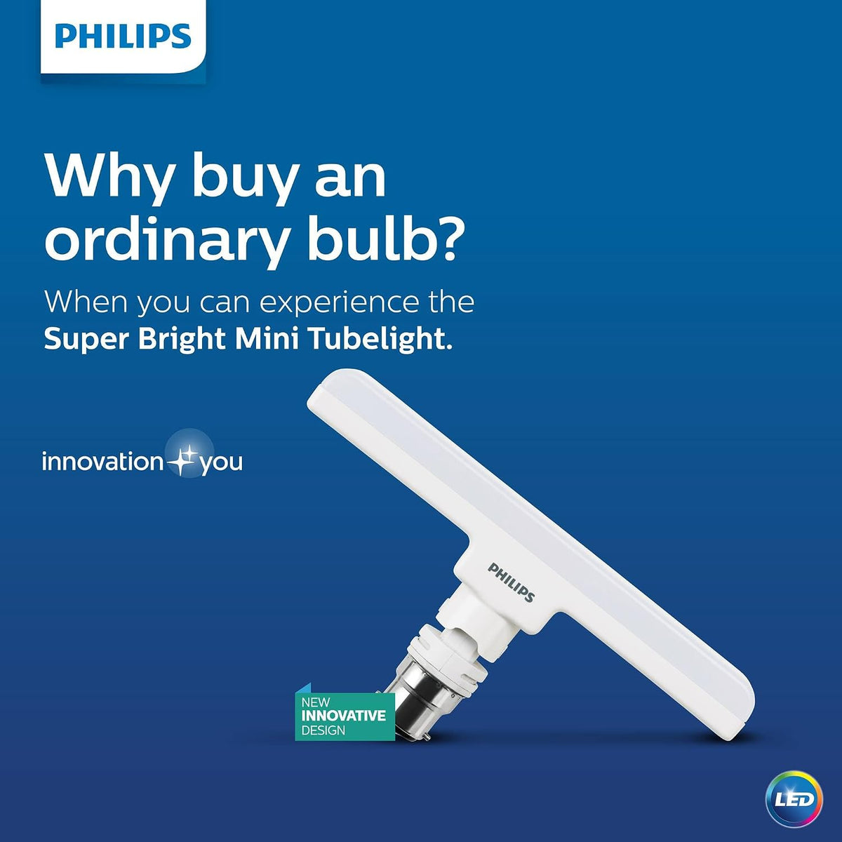 Philips Stellar Bright 10W B22 LED T-Bulb,Cool Day Light, Pack of 1