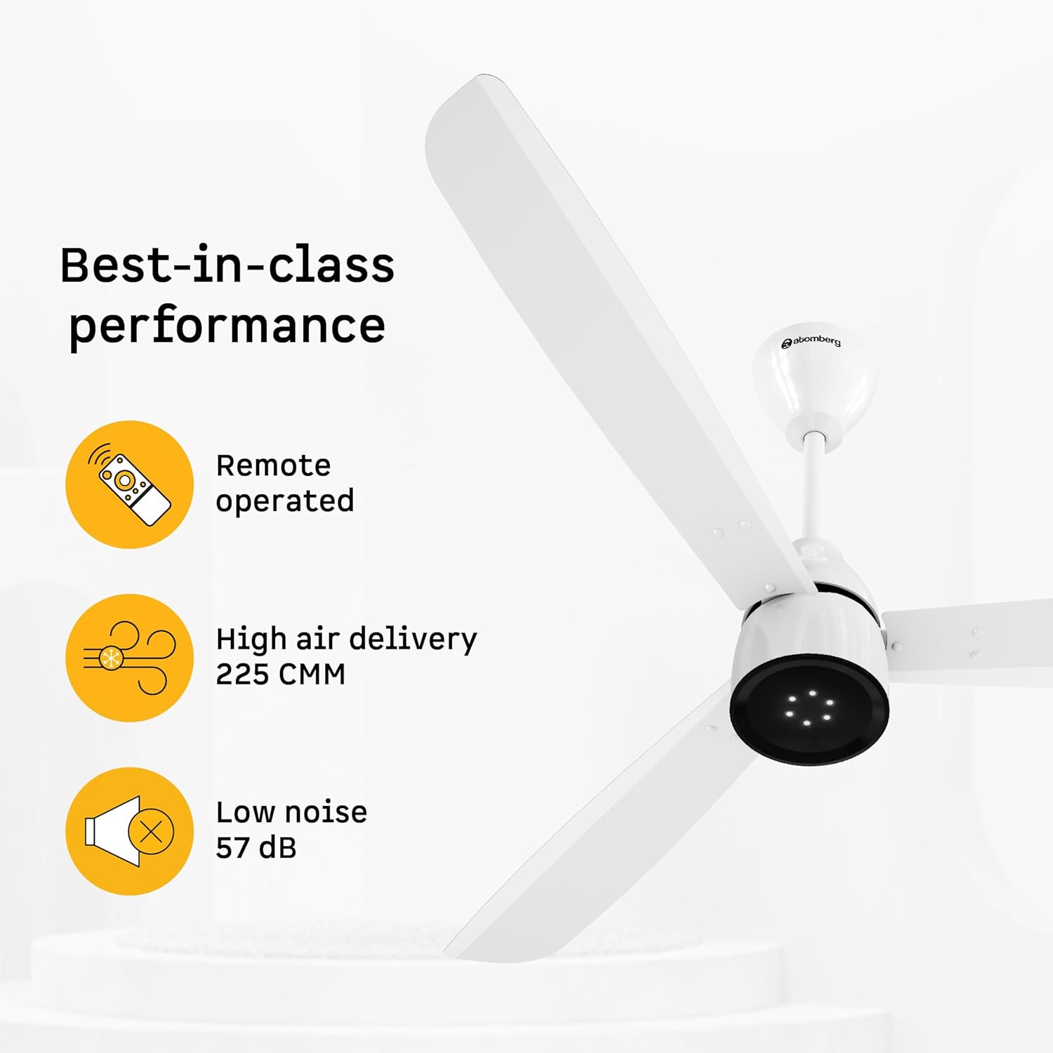 atomberg Renesa Enzel 1200mm BLDC Ceiling Fan with Remote Control | BEE 5 star Rated Energy Efficient Ceiling Fan | High Air Delivery with LED Indicators| 3 Year Warranty (Gloss White)