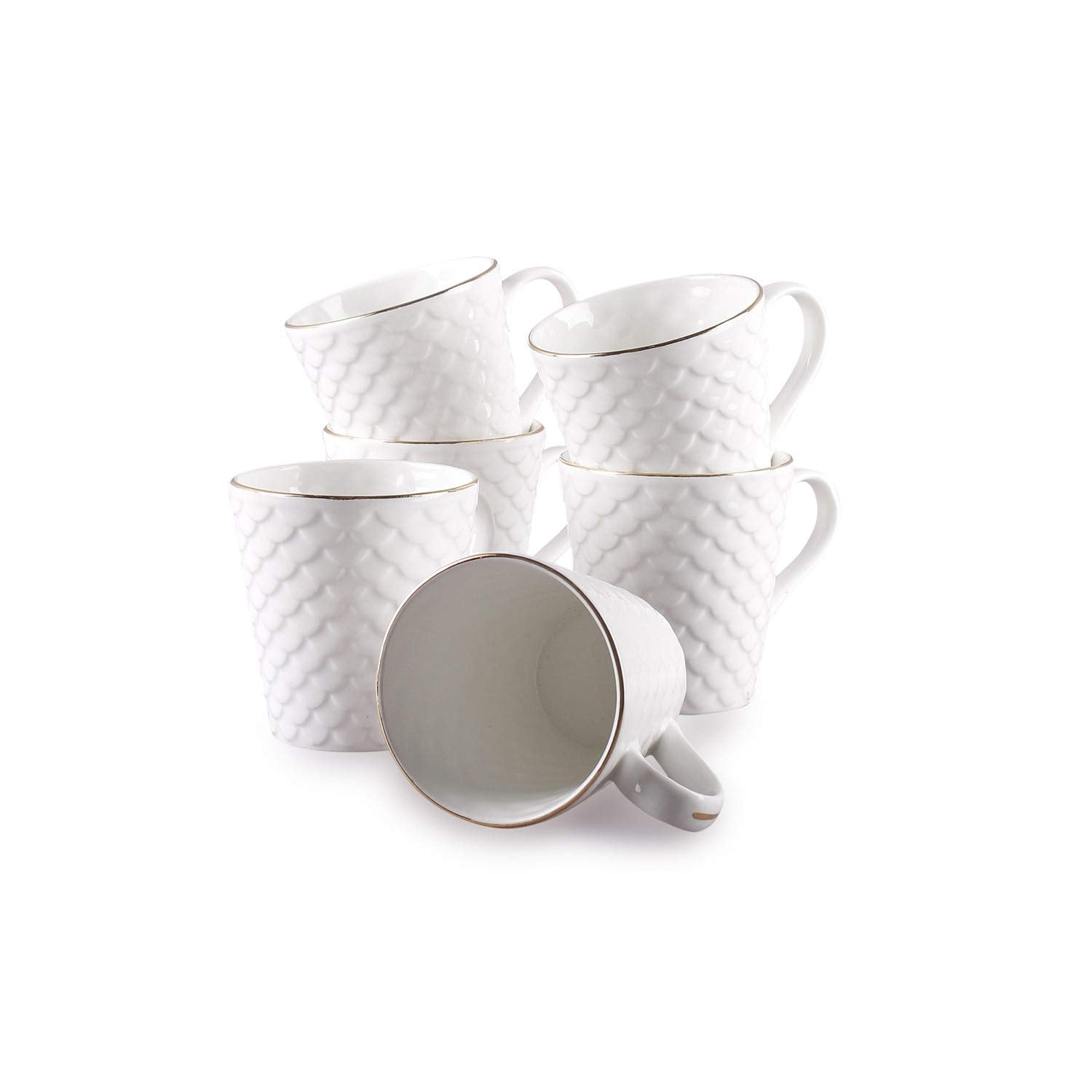 Clay Craft Fine Ceramic Coffee Mugs Set of 6 Perfect for Kitchen and Home Decor