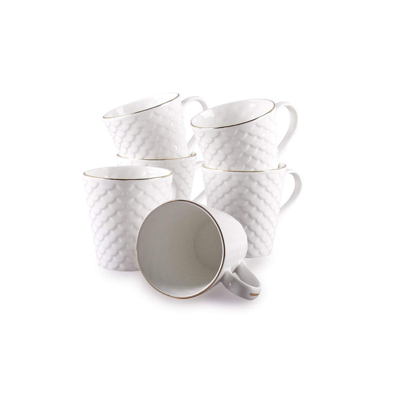 Clay Craft Fine Ceramic Coffee Mugs Set of 6 Perfect for Kitchen and Home Decor