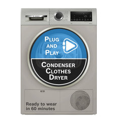 Bosch 8 kg Fully Automatic Front Load Condenser Tumble Dryer (WPG23108IN, 5 Drying Options, 14 Programs, Allergy Plus, 100% Drying with 0% Effort, Inbuilt Heater, Silver)