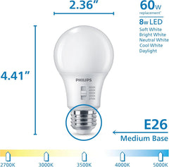Philips LED A19 Selectable White Dimmable LED Bulbs - Flicker-free 60w Bulbs with EyeComfort Technology