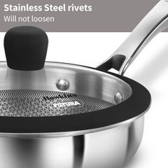 Hawkins Pro 18 cm Shielded Nonstick Triply Frying Pan, Fry Pan with Stainless Steel Handle and Glass Lid, Silver (PSNF18G)