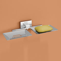 Plantex Stainless Steel Double Soap Dish/Soap Stand for Bathroom & Kitchen/Soap Holder/Bathroom Accessories - Nexa (Chrome)-1