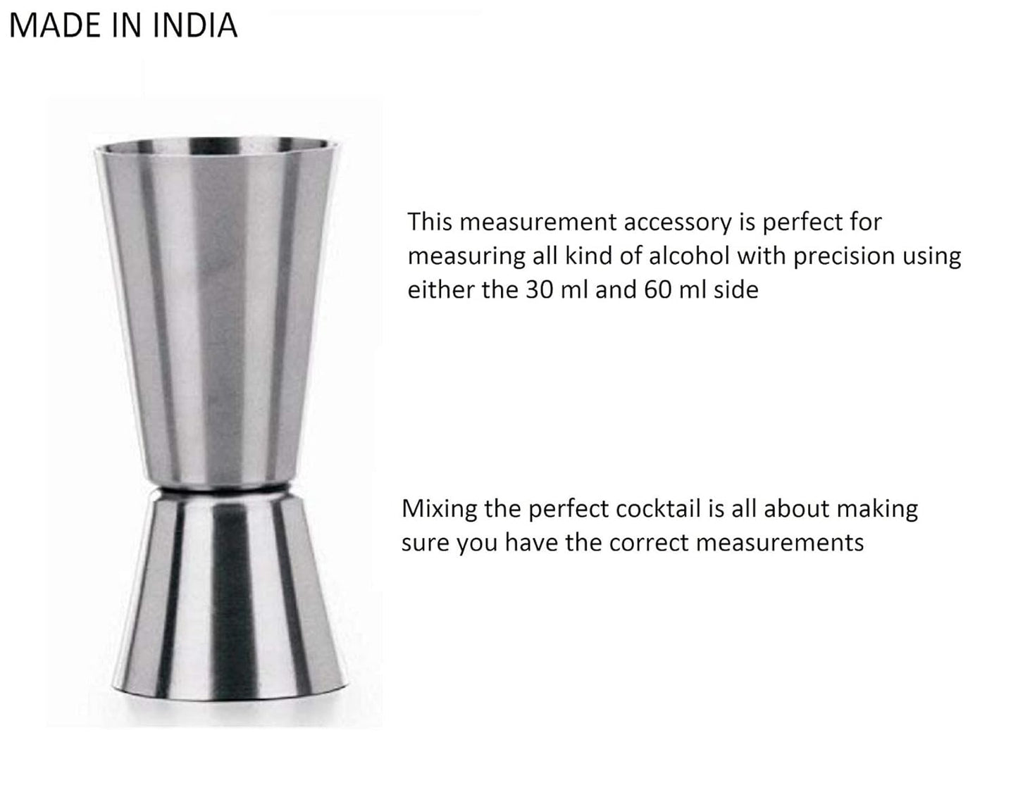 Dynore Stainless Steel Tall Peg Cocktail Jigger, Shot Glass, Double Side Drink Measuring Bar Tool 30/60 ml