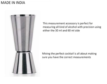 Dynore Stainless Steel Tall Peg Cocktail Jigger, Shot Glass, Double Side Drink Measuring Bar Tool 30/60 ml