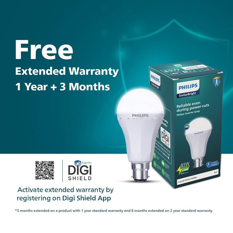 Philips Stellar Bright Rechargeable Emergency Inverter LED Bulb, B22 8.5-Watt-Crystal White(Pack of 2)