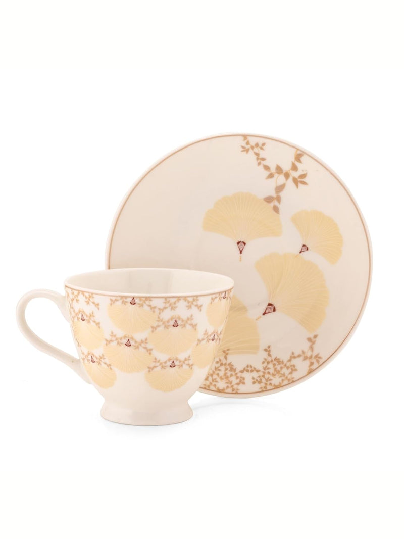 Clay Craft Fine Ceramic Cup & Saucer Set of 12-6 Cups & 6 Saucers - 180 ml Each (King Super S389)