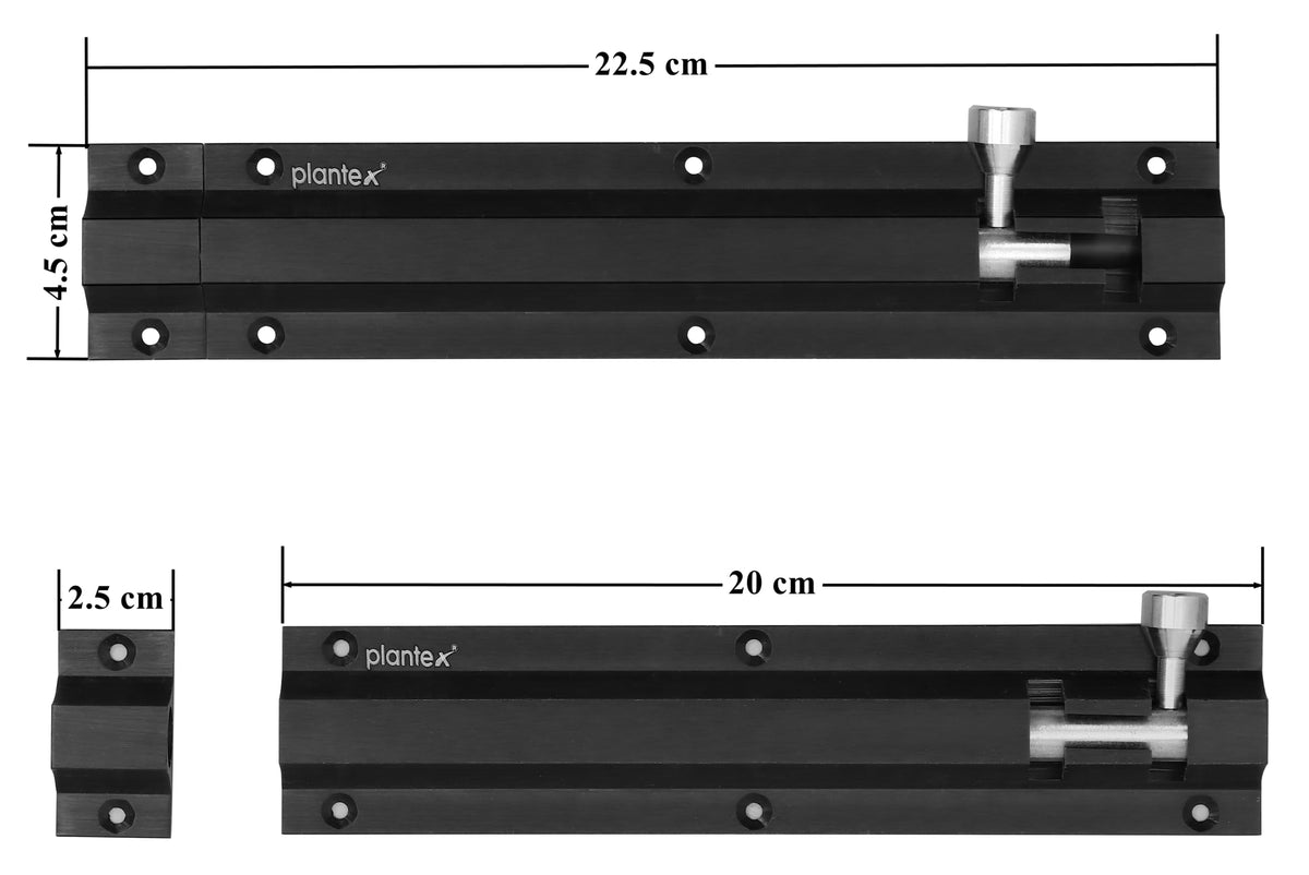 Plantex Stainless Steel 8 inch Tower Bolt/Tower Bolt for Home,Offices Doors and Windows/Tower Bolt for Main Door/Door Latch/Kundi/Chitakini/Door Latch for Windows (Black, Pack of 1)-4