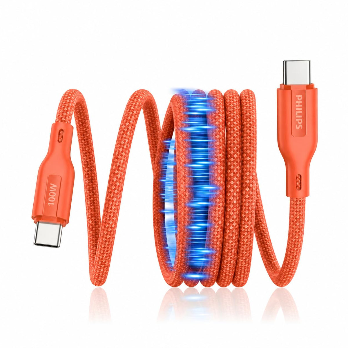 Philips DLC7130CR/94 100W Magnetic Type-C to Type-C Fast Charging Cable (1m, Coral Reef)