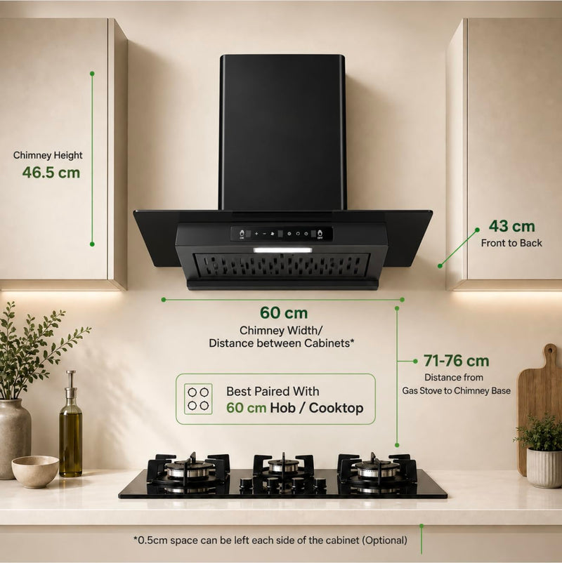 Faber Mercury 60cm 1500m³/hr BLDC Filterless Autoclean T-Shape Wide Grill Chimney|9 Speed| 49dB|Touch&Gesture Control|8 