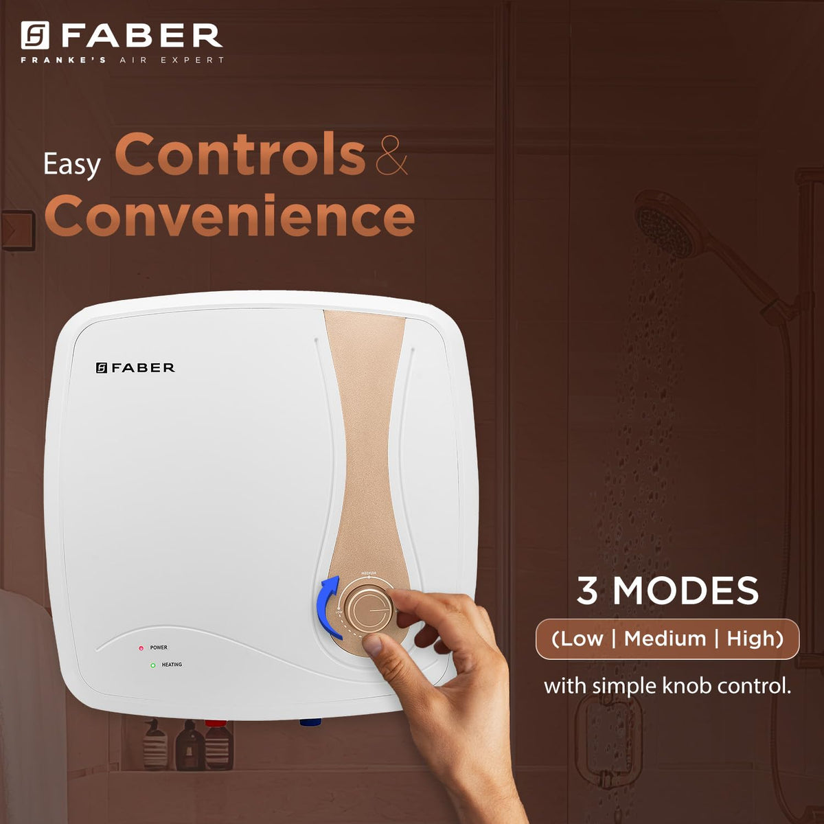 Faber Helios 25L Storage Water Heater | 5★ BEE | Auto Cutout | Warranty:5Y Tank,2Y Element & Product|8 Bar| Glassline Co