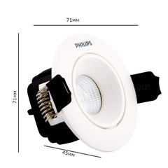 Philips 3W LED COB Lights, Warm White, Pack of 6
