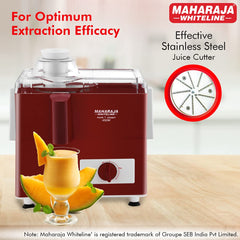 Maharaja Whiteline Mark 1 Classic Juice Extractor, 450 Watt, Cherry Red & White, Superior Stainless Steel Mesh And Juice Cutter, Medium (Mark-1 Classic/Je-106), 450 Watt