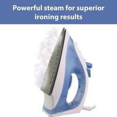 USHA Steam Pro SI 3713, 1300 W Steam Iron, Powerful Steam Output Up to 18 G/Min, Non-Stick Soleplate (White & Blue), 1300 Watts (Pack of 2)