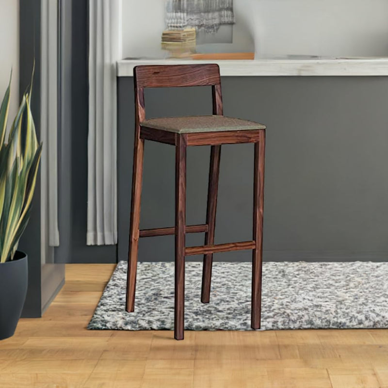 Elegant Sheesham Wood Bar Chair - Durable, Handcrafted, Comfortable Seating with Footrest, Ideal for Home Bar, 