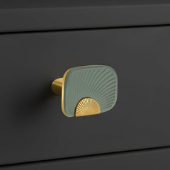 Plantex Knobs for Drawers/Drawer Knobs/Rectangle Knob for Cabinets/Pull-Push Knob for Kitchen/Bedroom/Drawer - Pack of 1 (Gold & Green)-3