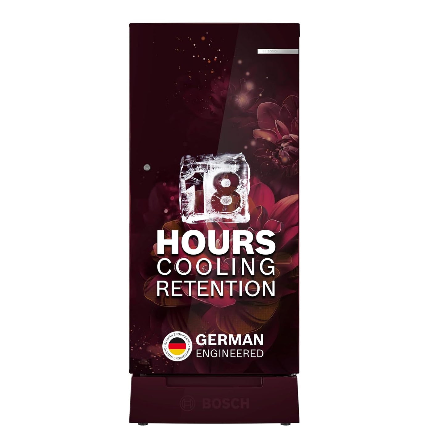 Bosch 187 L, 3 Star, Single Door Refrigerator with Industry's largest base drawer, vegetable box* & Beverage space (CST18W23PI, Wine Flower) 18 Hr Cooling Retention, 2.5x Cooling, Inverter compressor