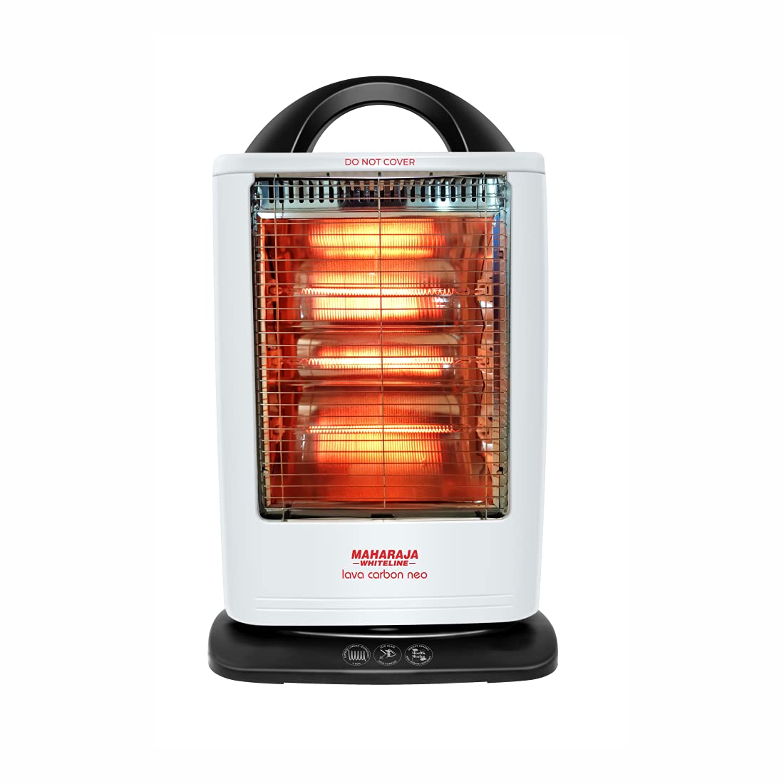 Maharaja Whiteline Lava Quartz Adjustable Room Heater, 3 Quartz Heating Elements, 1200 watt - 1 Year Warranty (White)