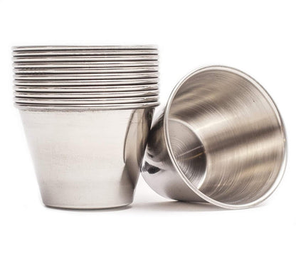 Dynore Stainless Steel Sauce Cup/Chutney Cup/Chips Dip Cup- Set of 12-60 ml