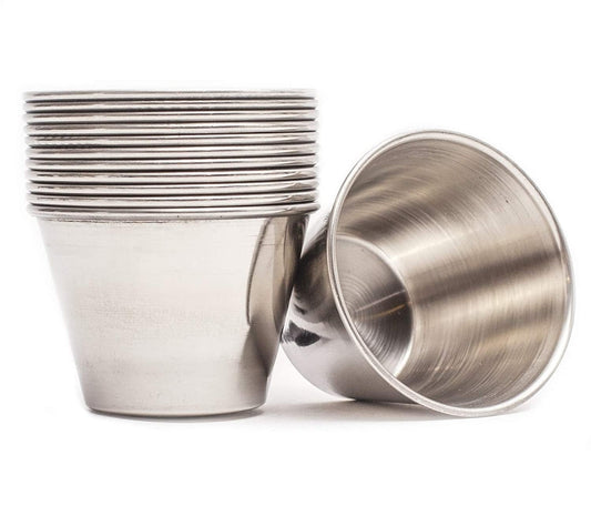 Dynore Stainless Steel Sauce Cup/Chutney Cup/Chips Dip Cup- Set of 12-60 ml