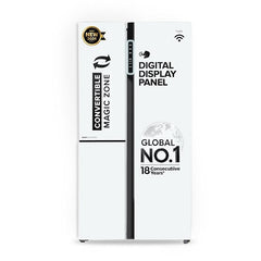 Haier 598 L 3 Star Frost Free Expert Inverter Smart Sense AI enabled 3-Door Side by Side Refrigerator (HRT-683PWGU1, Pearl White Glass, Magic Convertible Zone, Premium Vogue Glass, 2026 Model)