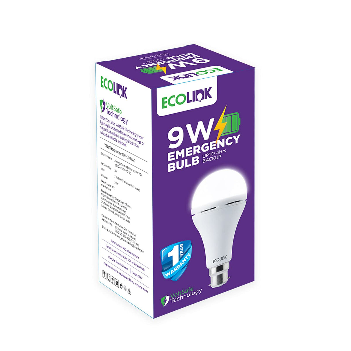 Philips EcoLink 9W B22 LED Cool Day Light Bulb (929002237554_1, White)
