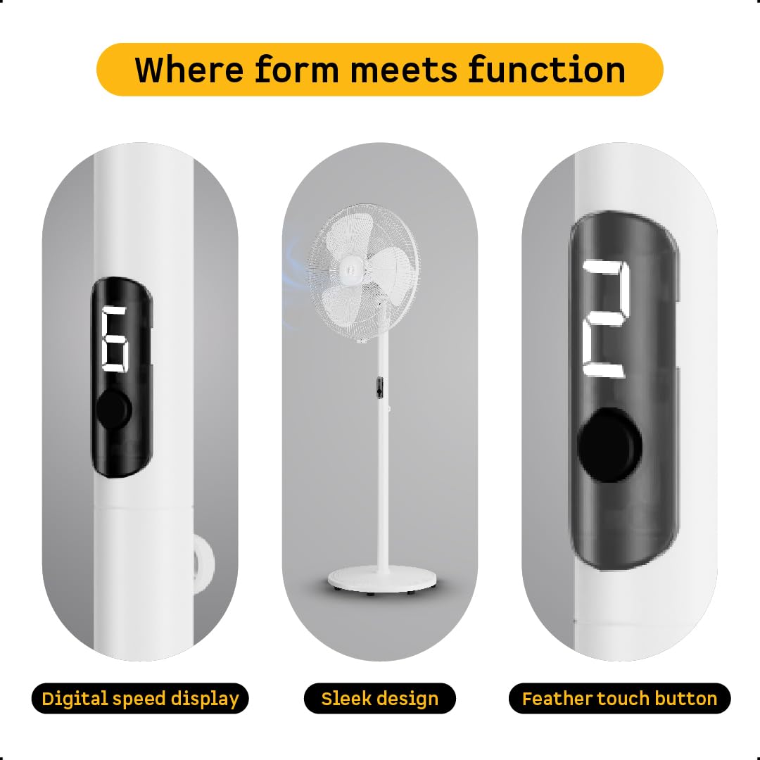 atomberg Renesa 400mm Pedestal Fan | 5-star rated | Ideal for Home & Office | Silent BLDC Stand Fan | 6 Speeds | 35W |LED Display| Remote with Oscillation, Timer, Sleep | 2 Year Warranty (Snow White)