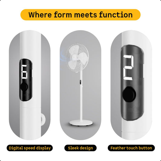 atomberg Renesa 400mm Pedestal Fan | 5-star rated | Ideal for Home & Office | Silent BLDC Stand Fan | 6 Speeds | 35W |LED Display| Remote with Oscillation, Timer, Sleep | 2 Year Warranty (Snow White)