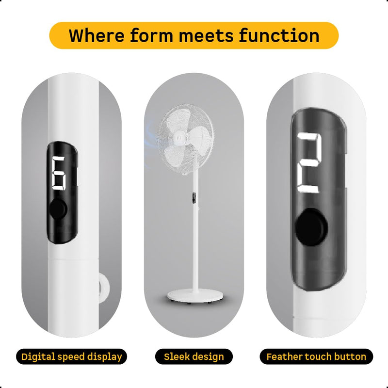 atomberg Renesa 400mm Pedestal Fan | 5-star rated | Ideal for Home & Office | Silent BLDC Stand Fan | 6 Speeds | 35W |LED Display| Remote with Oscillation, Timer, Sleep | 2 Year Warranty (Snow White)