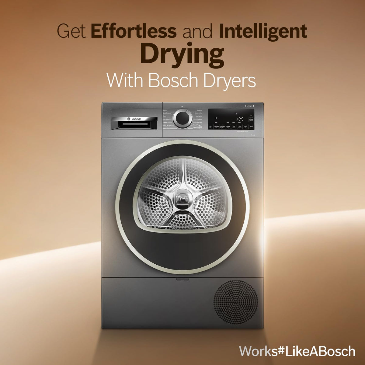 Bosch 9 kg Front Load Fully-Automatic Heat Pump Tumble Dryer, 100% Drying, 5 Drying Options, Reduces 99.9% Allergens, Re