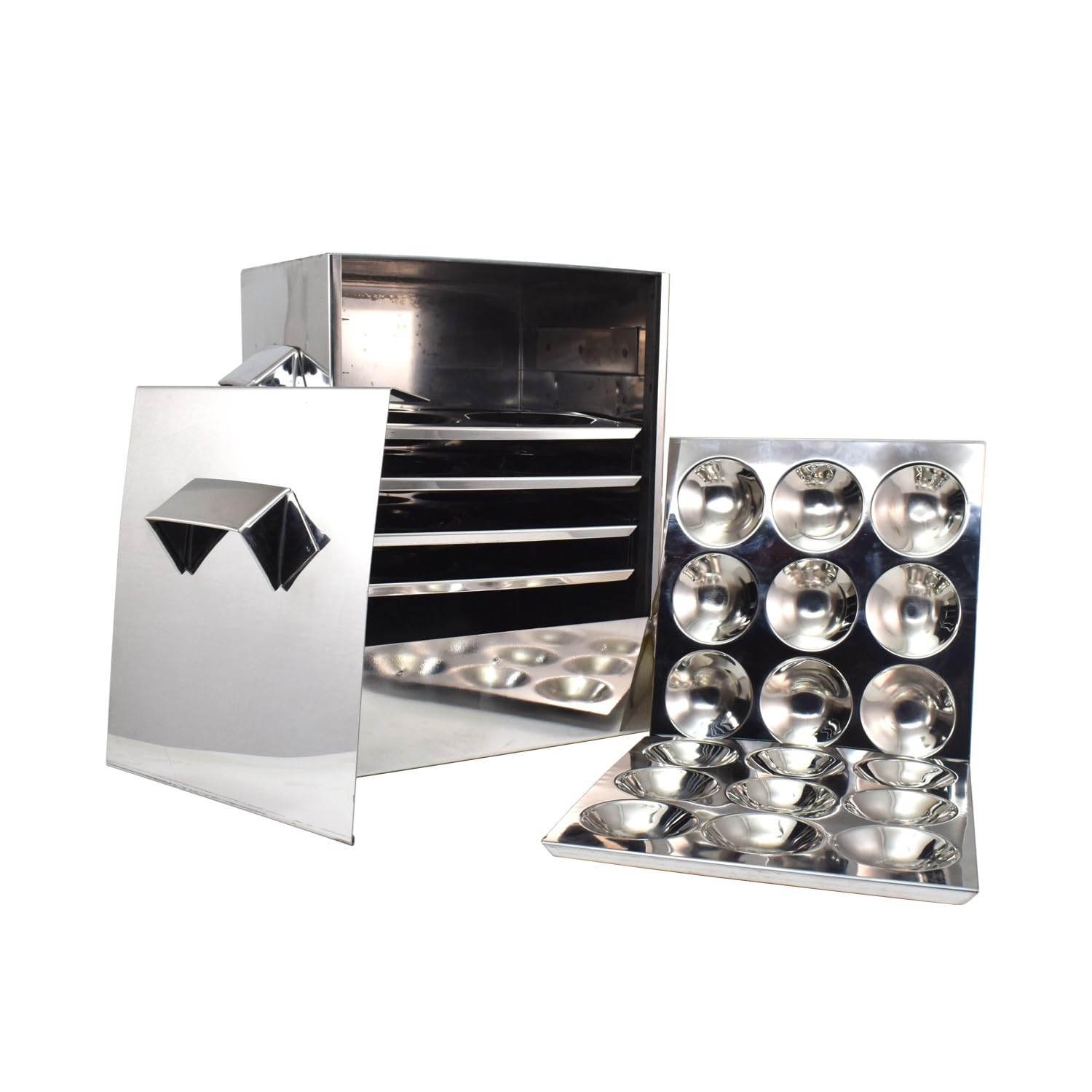 Onions Stainless Steel Cauka/Square/Cubic Idly Cooker 6 Plates comes with 6 Regular Idly & 2 Tatte Idly/Dhokla Plates. Gas Stove and Induction Stove Compactible FOR HOME USE