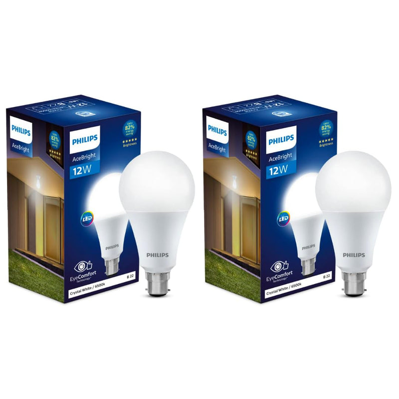 Philips StellarBright 12-Watt LED Bulb B22 Base (Crystal White, Pack of 2)