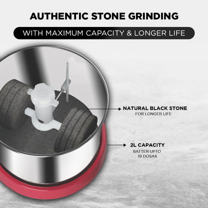 Preethi Wet Grinder|150W 2L Stainless Steel Table Top Wet Grinder|Ideal for Making South Indian Batter in Your Kitchen (Galaxy)