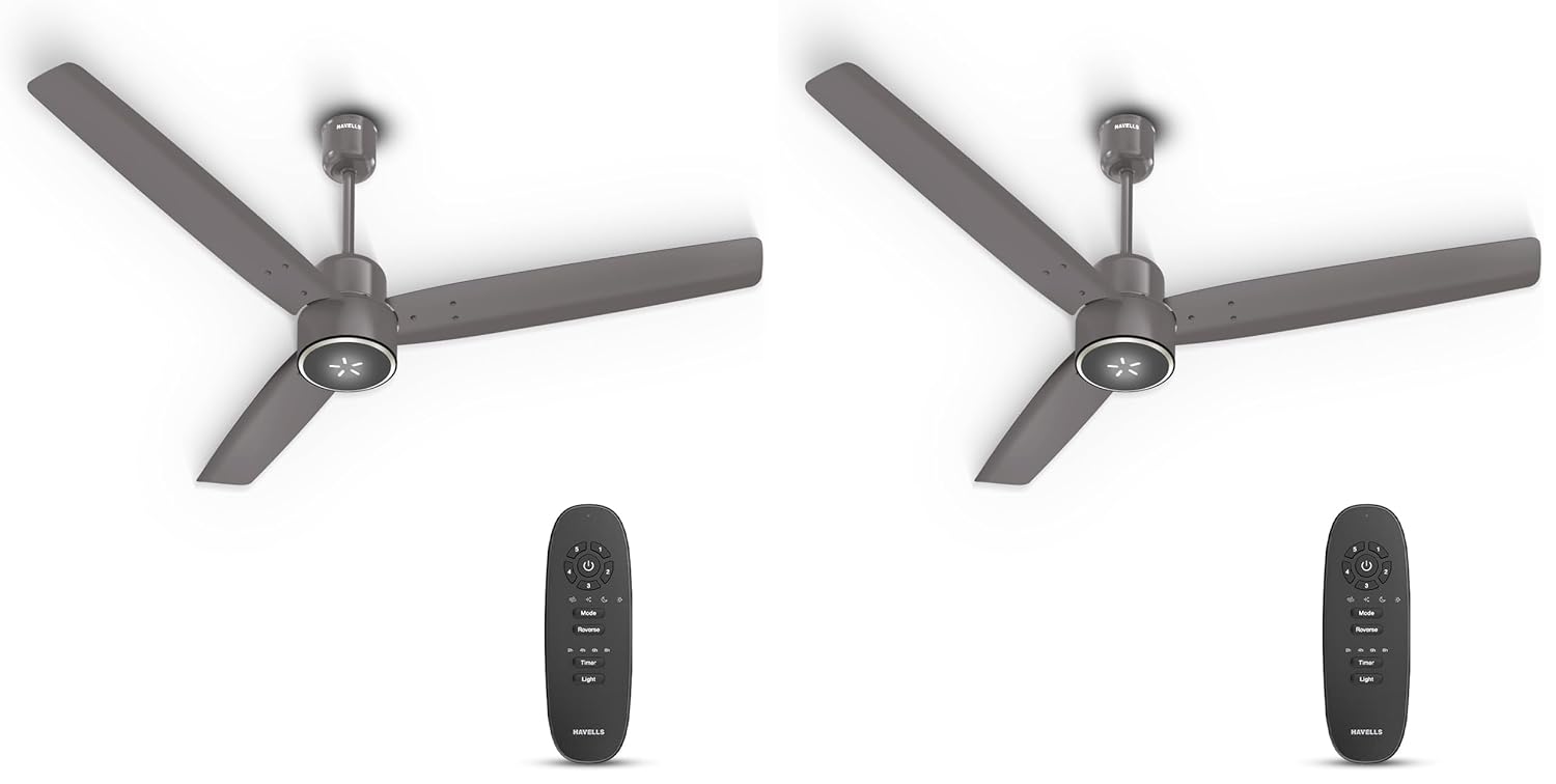 Havells FAB BLDC ULED Ceiling Fan 1200mm, 5 star, LED Speed Indicator, 380 RPM, Up to 65% Savings,Reverse Rotation,4 Speed Modes,Low Wattage 30W, Low Noise,Air Flow:225 CMM, 3 Year Warranty,Stone Grey