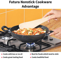 Hawkins Futura 4 Litre Deep Fry Pan, Non Stick Kadai, Round Bottom Kadhai, Big Non Stick Kadai, Black (NK40)