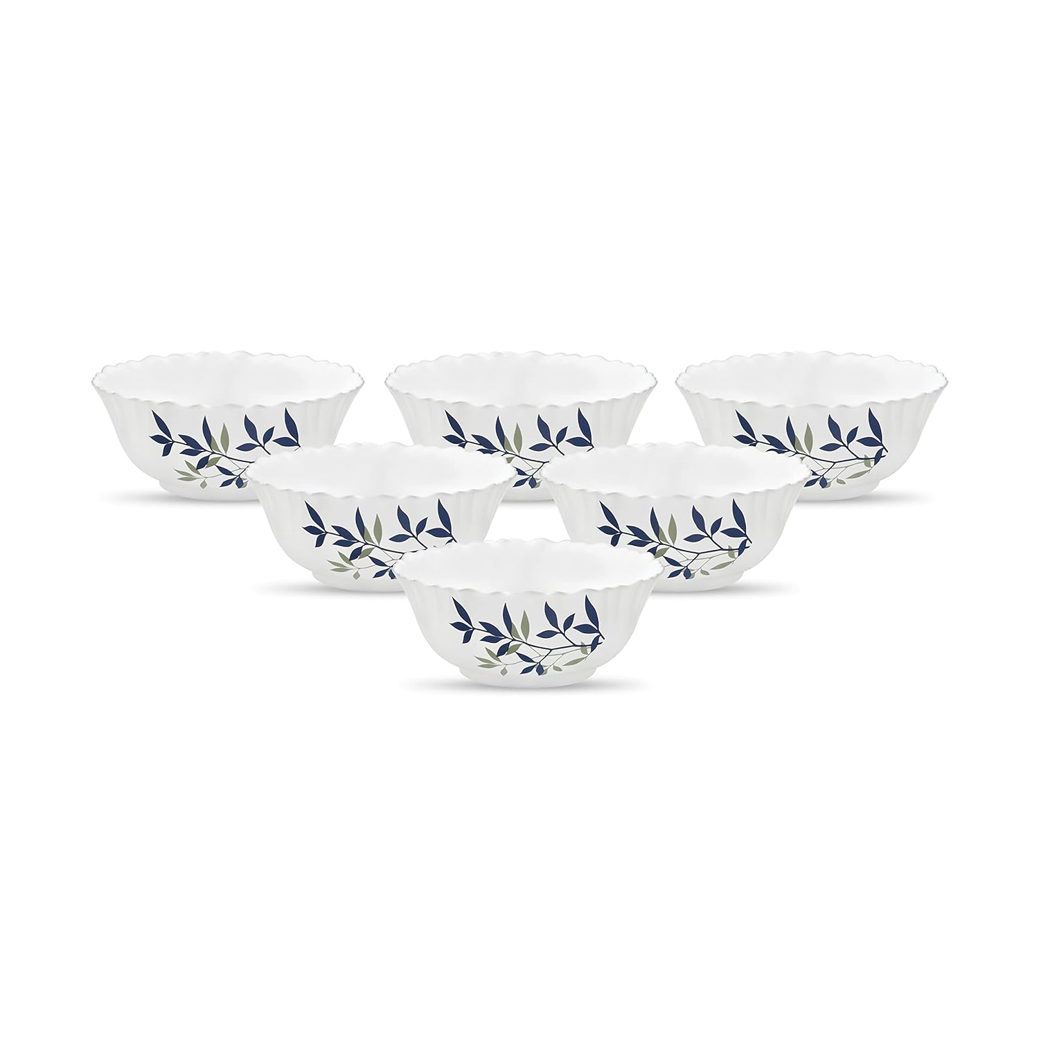 La Opala Novo Collection Opal Glass Crockery | Vegetable Bowl Set of 6 | Silken Charm Design | Bowls for dal & Condiments | Microwave Safe | 100% Vegetarian | Extra Strong | Super Light & White