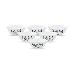 La Opala Novo Collection Opal Glass Crockery | Vegetable Bowl Set of 6 | Silken Charm Design | Bowls for dal & Condiments | Microwave Safe | 100% Vegetarian | Extra Strong | Super Light & White