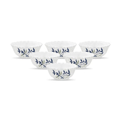 La Opala Novo Collection Opal Glass Crockery | Vegetable Bowl Set of 6 | Silken Charm Design | Bowls for dal & Condiments | Microwave Safe | 100% Vegetarian | Extra Strong | Super Light & White
