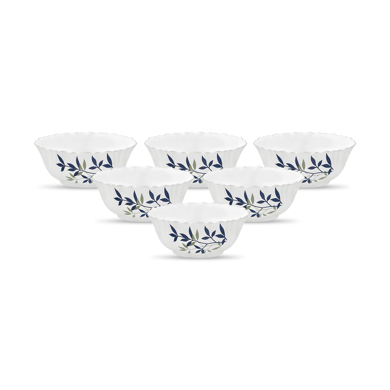 La Opala Novo Collection Opal Glass Crockery | Vegetable Bowl Set of 6 | Silken Charm Design | Bowls for dal & Condiments | Microwave Safe | 100% Vegetarian | Extra Strong | Super Light & White