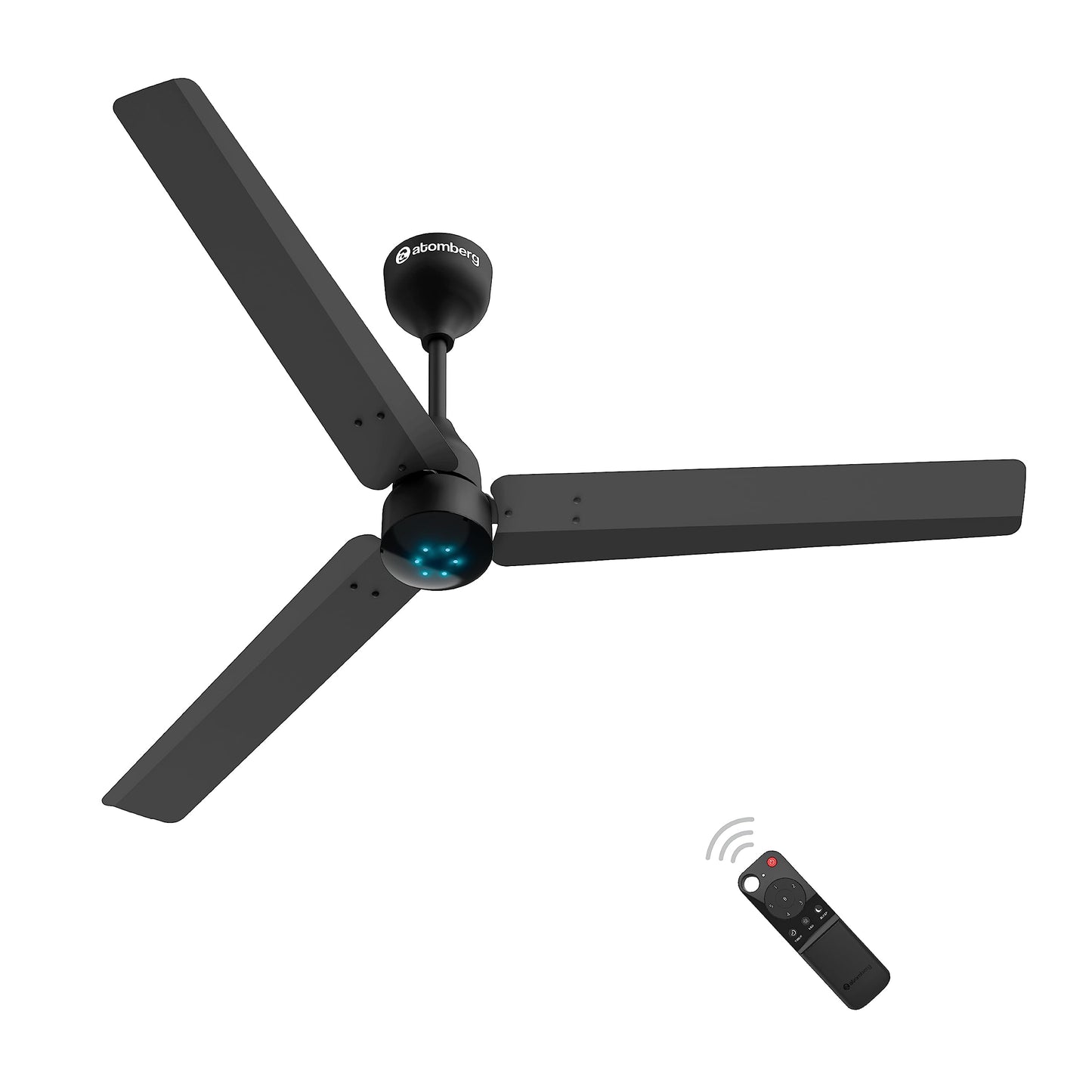 atomberg Renesa Enzel 1200mm BLDC Ceiling Fan with Remote Control | BEE 5 star Rated Energy Efficient Ceiling Fan | High Air Delivery with LED Indicators| 3 Year Warranty (Gloss Black)