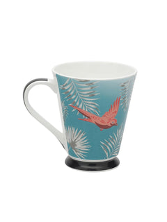 Clay Craft Bute Series Printed Design Ceramic Mug (Blue, Medium, 330ml, CC MM1 BUTE BU408)